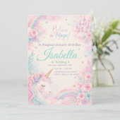 Believe In Magic Unicorn Invitation Editable 招待状 (スタンド正面)