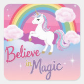 Believe in Magic with Unicorn and Rainbow スクエアシール (正面)