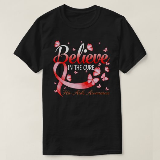 Believe In The Cure Hiv Aids Awareness Butterfly Tシャツ (デザイン正面)