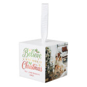 Believe in the Magic of Christmas 3 Family Photo キューブオーナメント (正面アングル)