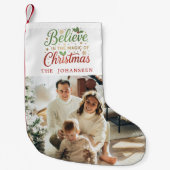 Believe in the Magic of Christmas Family Photo スモールクリスマスストッキング (正面)