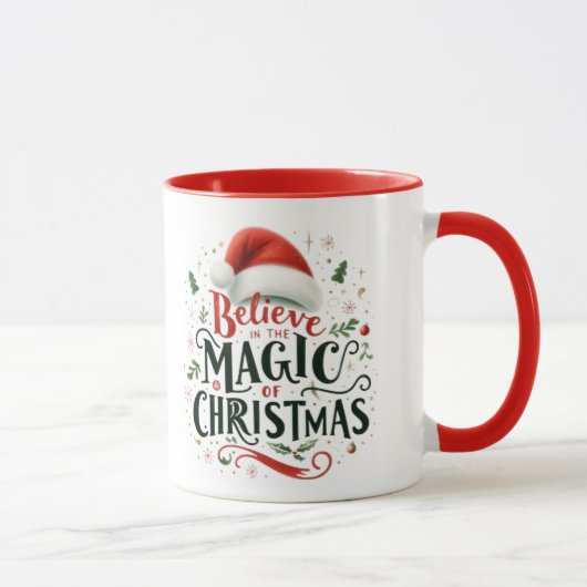 Believe in the magic of Christmas festive quote  マグカップ (右)