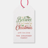 Believe in the Magic of Christmas Red Holly Berry ギフトタグ (正面)