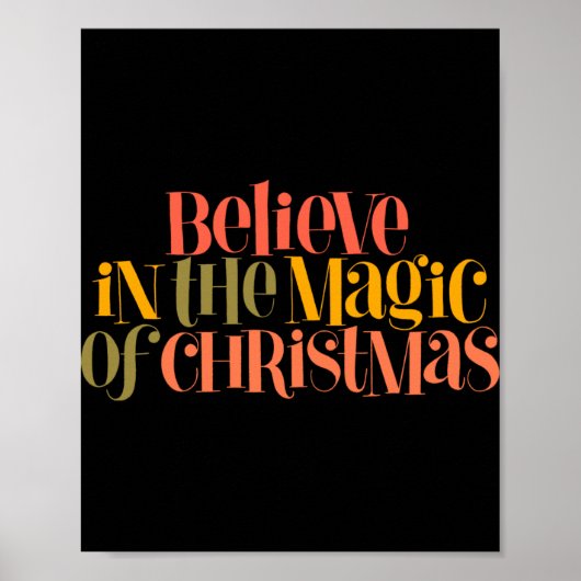 Believe In The Magic Of Christmas Retro Style T Sh ポスター (正面)