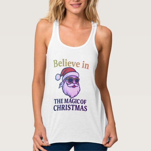 Believe in the Magic of Christmas Women’s Flowy Ra タンクトップ (正面)
