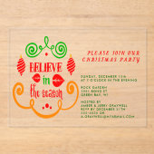 Believe in the Season Christmas Holiday アクリル招待状 (正面)
