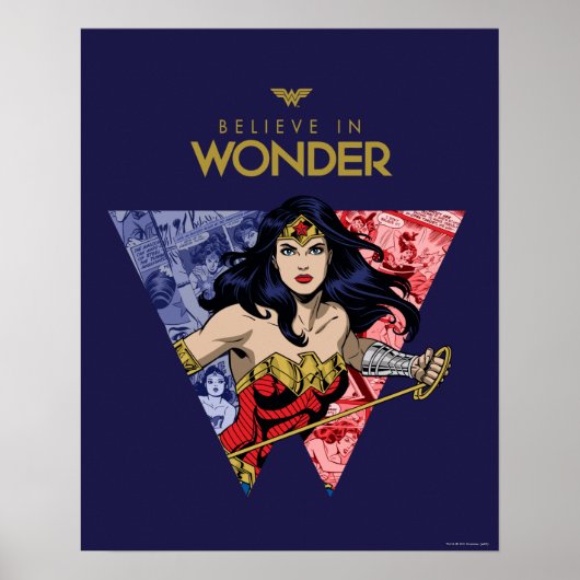"Believe In Wonder" Wonder Woman Lasso Comic Logo ポスター (正面)