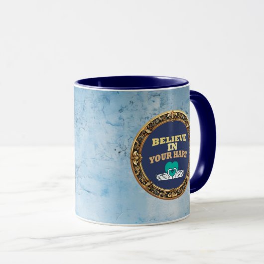 Believe in Your Hurt – Dark Blue Affirmation Mug マグカップ (正面右)