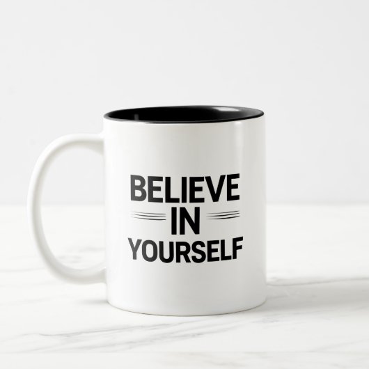 BELIEVE IN YOURSELF – 名言入りコーヒー  ツートーンマグカップ (左)