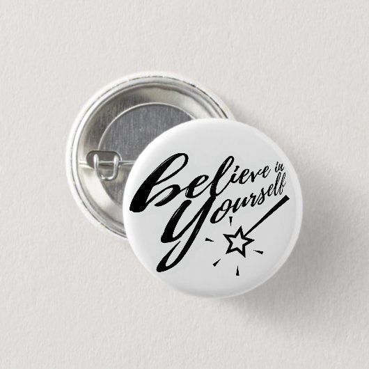 Believe in Yourself Typography Magic Wand 缶バッジ (正面&裏面)