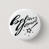 Believe in Yourself Typography Magic Wand 缶バッジ (正面)