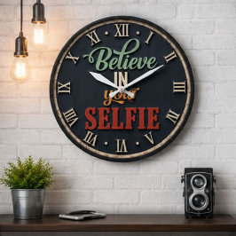 Believe in Yourself Vintage Rustic Home Office Dec ラージ壁時計