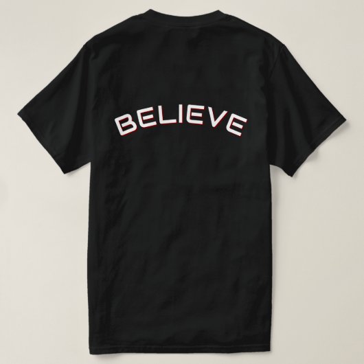 Believe Inspirational Quote Men’s Black Tee  Tシャツ (デザイン裏面)