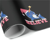 Believe Narwhal Christmas Snow Fairy Lights ラッピングペーパー (ロールコーナー)