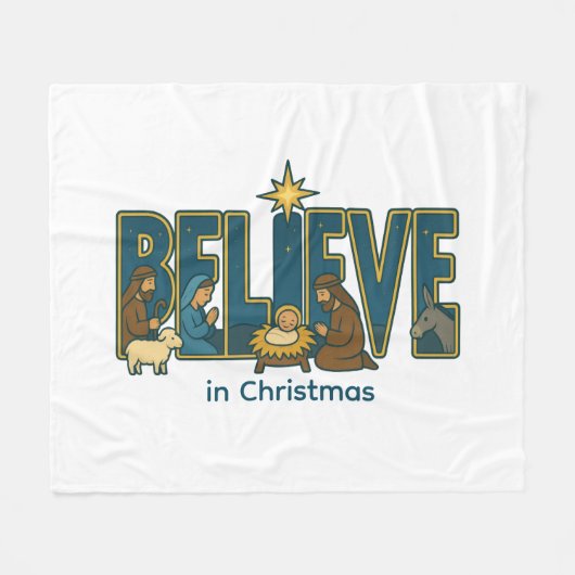 Believe nativity  フリースブランケット (正面(横))
