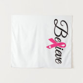 Believe Pink Ribbon Breast Cancer Awareness タペストリー (正面(横))