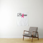 Believe Pink Ribbon Breast Cancer Awareness タペストリー (インサイチュ)