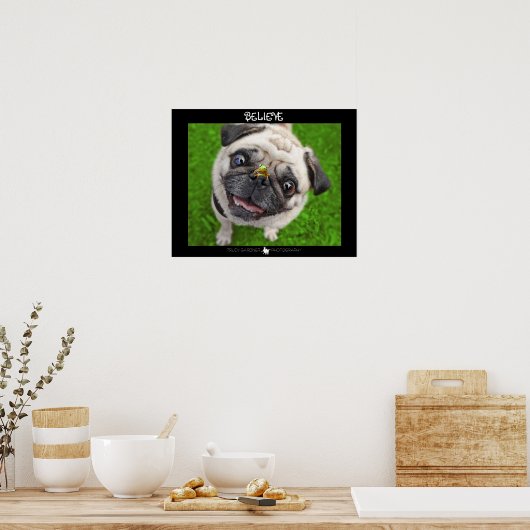 Believe Pug Frog Poster ポスター (キッチン)