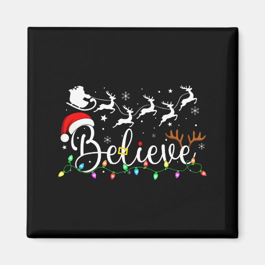 Believe Santa Claus Believe Christmas Matching Paj マグネット (正面)