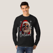 Believe Santa Claus Xmas Black Afro African Americ Tシャツ (正面フル)