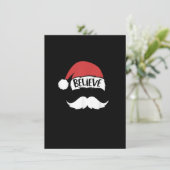 Believe Santa Hat White Mustache Xmas Funny Family 招待状 (スタンド正面)