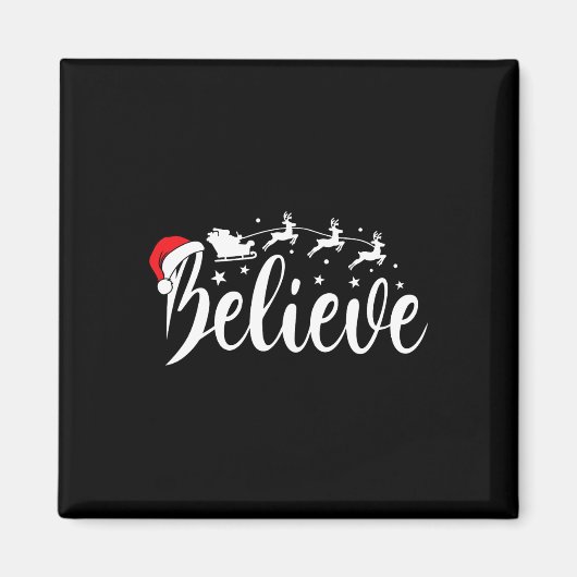 Believe Santa Xmas Pajama Fun Christmas Vibes Men マグネット (正面)