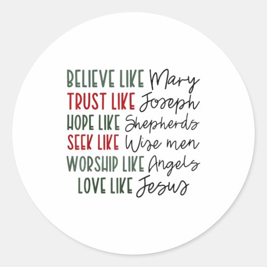 Believe Trust Hope Seek Like Shepherds Christian C ラウンドシール (正面)