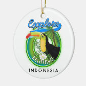 Belitung Indonesia旅行ロゴ セラミックオーナメント (左)