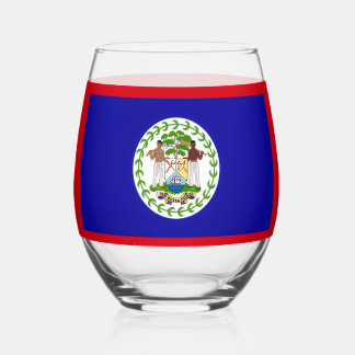 Belize Belizean Flag Coat of Arms Stemless Wine Gl ステムなしワイングラス