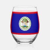 Belize Belizean Flag Coat of Arms Stemless Wine Gl ステムなしワイングラス (裏面)