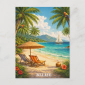 Belize Caribbean Tropical Vintage Travel ポストカード (正面)