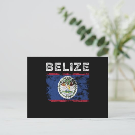 Belize Flag Distressed - Belizean Flag ポストカード (スタンド正面)