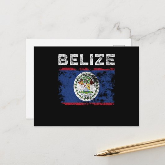 Belize Flag Distressed - Belizean Flag ポストカード (正面/裏面インサイチュ)