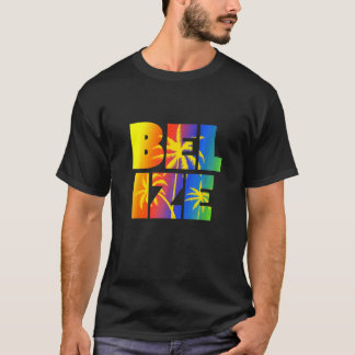 Belize  Rainbow Palm Trees Tropical Cruise Tシャツ