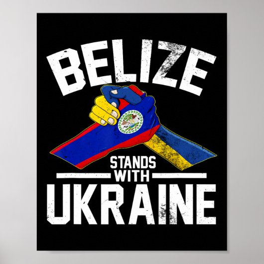 Belize Stands With Ukraine Ukrainian Flag Tees ポスター (正面)