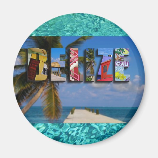 Belize Tropical Beach Blue Ocean Travel Photos マグネット (正面)