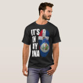 BelizeanとドミニカのミックスDNAフラグ伝統ギフト Tシャツ (正面フル)