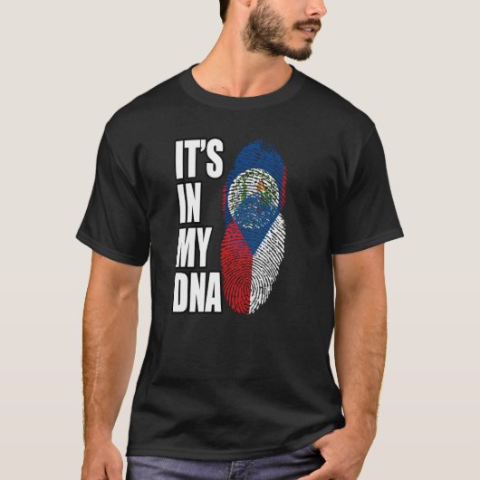 BelizeanとCzech Mix DNA Flag伝統 Tシャツ (正面)
