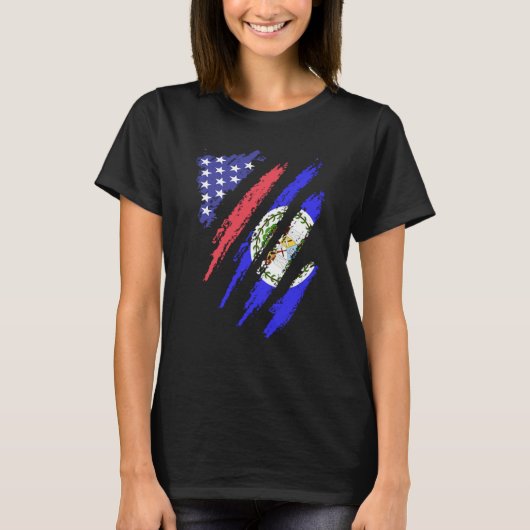 Belizean American Patriot Grown Heart Flag Stripes Tシャツ (正面)