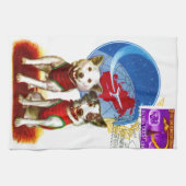 BELKAとSTRELKA:レトロ宇宙旅行犬 キッチンタオル (横)