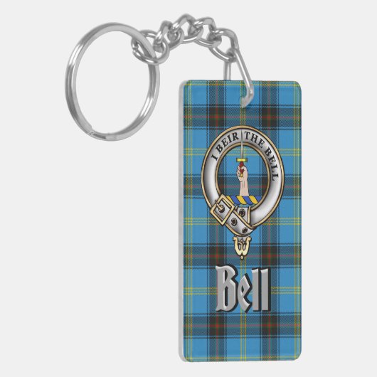 Bell Clan Badge/Tartan Rectangle キーホルダー (正面左)