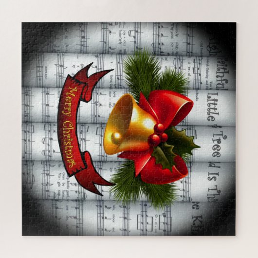 Bell~ Holly~Ribbonの~によって転がられるクリスマスの楽譜 ジグソーパズル (横)