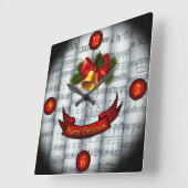 Bell~ Holly~Ribbonの~によって転がられるクリスマスの楽譜 スクエア壁時計 (傾斜)