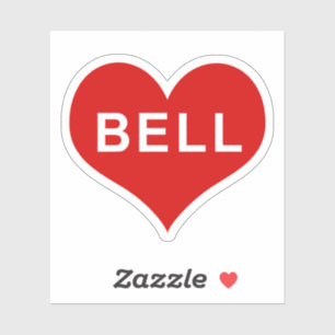 BELL NAME 赤いハート型ビニールステッカー シール