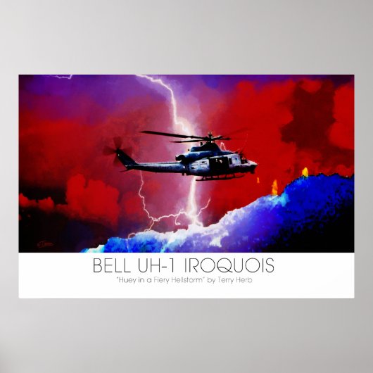 Bell UH-1 Iroquois Huey Lightning Strike Surreal ポスター (正面)