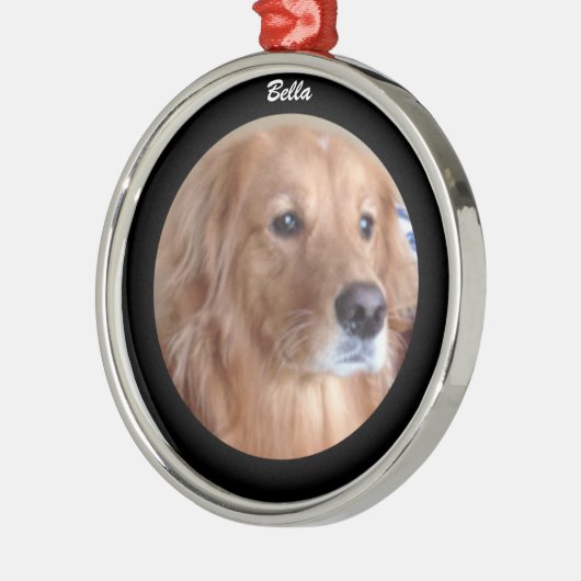 Bellaのゴールデン・リトリーバーの円形のオーナメント、カスタム メタルオーナメント (左)