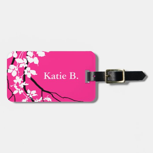 Bellaの渦巻くつる植物の桜|の明るい赤紫色 ラゲッジタグ (正面横)