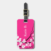 Bellaの渦巻くつる植物の桜|の明るい赤紫色 ラゲッジタグ (正面縦)