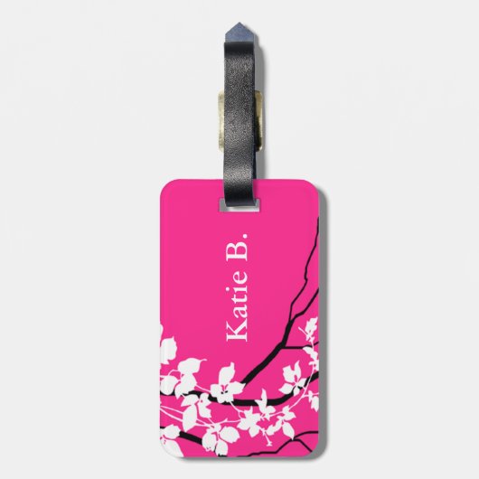 Bellaの渦巻くつる植物の桜|の明るい赤紫色 ラゲッジタグ (裏面縦)