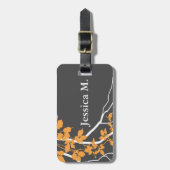 Bellaの渦巻くつる植物の花の木炭蜜柑 ラゲッジタグ (正面縦)